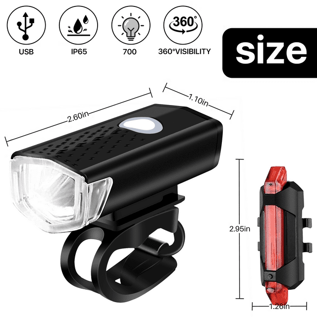 UUGEE Bicycle Bike Lights Front and Back for Night Riding Rechargeable Bike Accessories Headlight Tail Light for Adult Kids