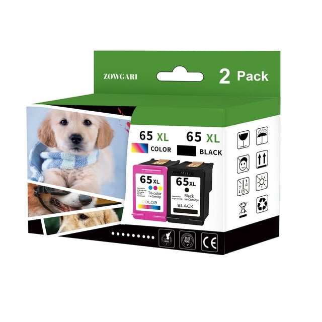 65xl Ink Cartridge Compatible for HP printer ink 65 Ink Cartridges for DeskJet 3755 3700 3752 3772 2622 2624 2600 Envy 5000 5055 5052 5070 AMP 100 120 130 Printers (Black, Tri-Color), 2-Pack