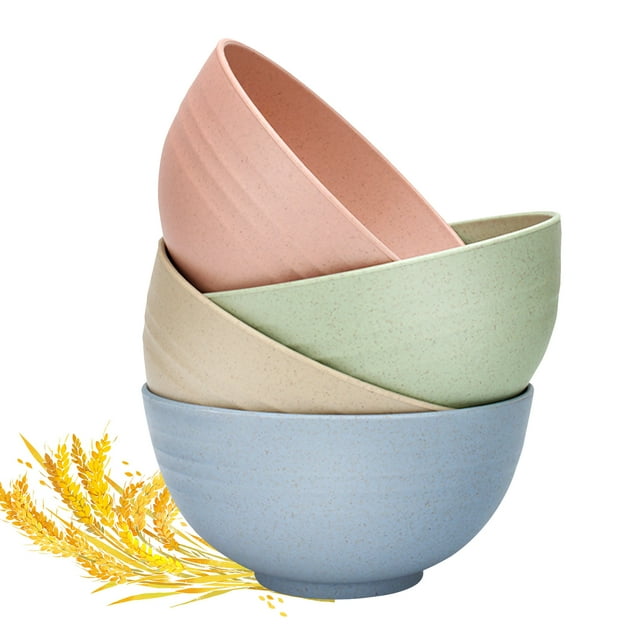 BUSATIA Unbreakable Cereal Bowls - Microwave & Dishwasher Safe Soup and Salad Bowls, Set of 4, 24oz, BPA Free,Multicolor