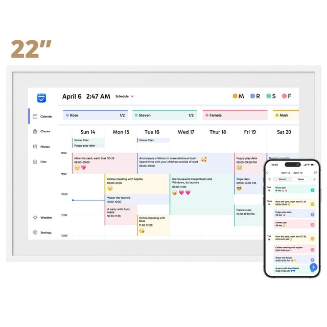 Dragon Touch Digital Calendar with Chore Chart, 22" 1080P Full HD Interactive Touchscreen, Ideal for Family Scheduling, Wall or Desk Mountable