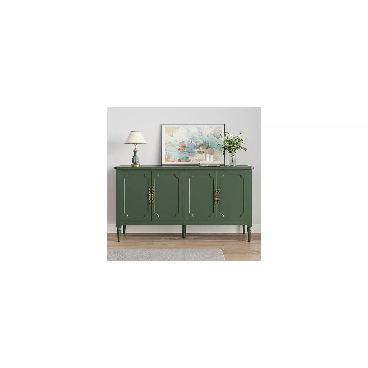 Heynemo Sideboard Buffet Cabinet with Storage, 58'' Mid Century Modern Crendenza Accent Cabinet with 4 Doors and Adjustable Shelves