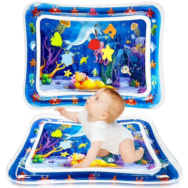 Inflatable Tummy Time Mat,BUSATIA Premium Baby Water Play Mat for Infants and Toddlers Baby Toys for 3 to 24 Months,Fun Activity Center Play Mat Gift for Boy & Girl Newborn Early Sensory