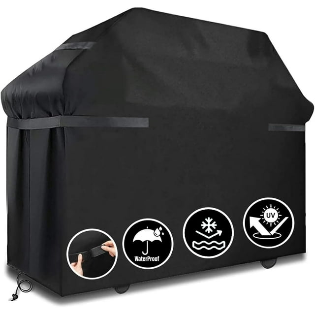 LCGOD Grill Cover, Heavy Duty BBQ Gas Grill Cover with Adjustable Straps, 58 inch All Weather Protection for Weber BBO, Char Broil, Gas Grill