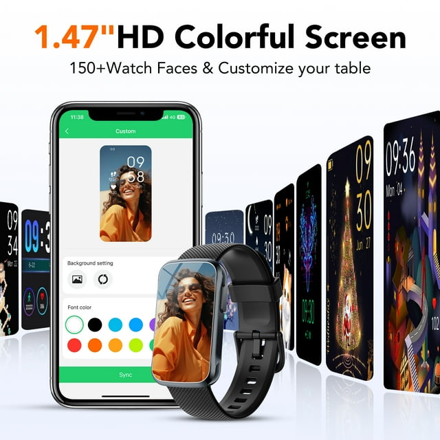 2025 New Fitness & Activity Tracker , 1.47" with 24 Modos Deportivos, Step Counter, Virtual Pacer,Waterproof Smart Band with Answer/Make Calls IP68 Waterproof Compatible Android/iOS