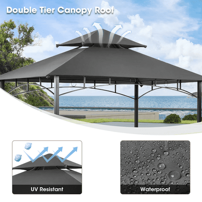 Grezone Outdoor Grill Gazebo Tent BBQ Canopy for Outdoor Grill Shelter BBQ Grill Gazebo Hardtop (L96 x W60 x H101 Inch) Grey
