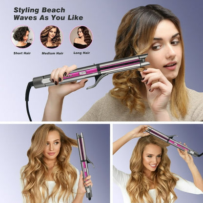 Pritech Curling Iron，3 in 1 Ceramic Curling Wand,Hair Straightener, Fast Heating, Digital Display, All Hair Types