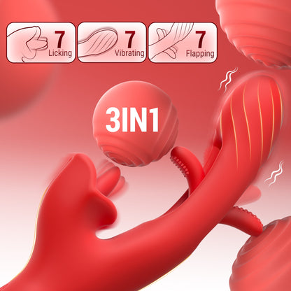 KERERO G Spot Vibrator for Women,Vibrating Dildo Wand Sex Toys with 7 Vibrations,7 Licking & Flapping Modes,Powerful Sex Toy for Womens Pleaseure,Rabbit Vibrator Women Sex Toys