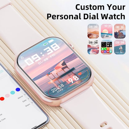 Mingwear 1.85-Inch Women's Smartwatch with Fitness Tracking, 110+ Exercise Modes, Answer/Dial/Pedometer, IP67 Waterproof Fitness Watch for Android and IPhone Devices (Pink)
