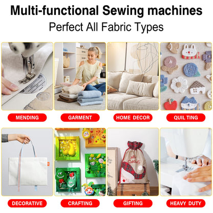 BCOOSS Portable Sewing Machine for Beginners 38 Built-in Stitches with Extension Table &Dual Speed