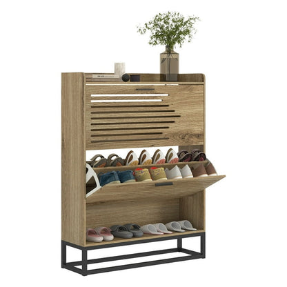 Hommoo Shoe Storage Cabinet, Freestanding Organizer with 2 Flip Drawers, Shoe Rack Multifunctional Cabinet for Entryway ,Brown