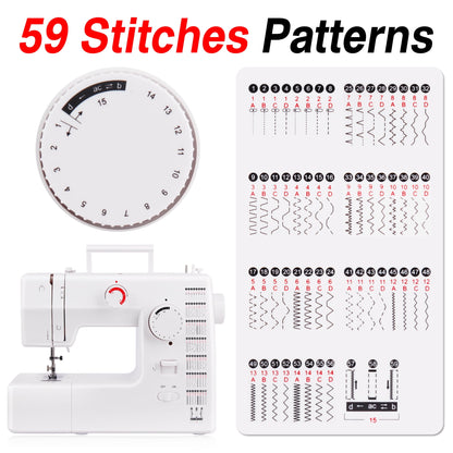 BCOOSS Heavy Duty Sewing Machine with 59 Stitch Applications 6 Included Presser Foot Kit