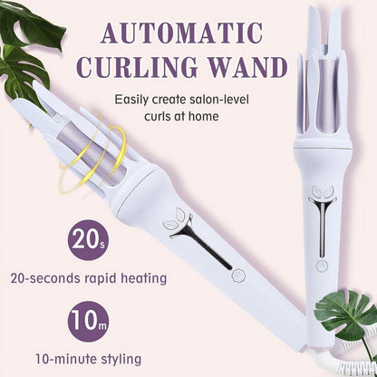 Automatic Curling Iron, Rotating Curling Wand with 7 Temp & 5 Timers Setting for Different Hair Types, Safe Auto Shut-Off Hair Curler for Long Lasting Waves
