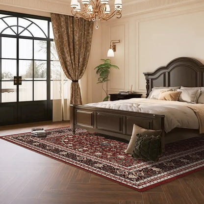 Pentantan 5'x7' Area Rug for Living Room, Red Retro Style Washable Rug with Anti-Slip Backing