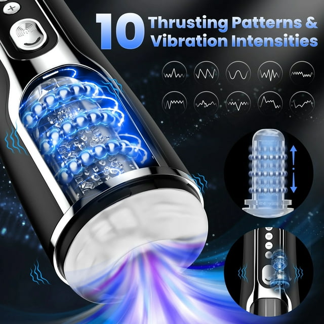 Automatic Male Masturbator,KERERO Male Masturbators Sex Toys for Men with 10 Thrusting & Vibrating Modes, Male Sex Toys Stroker Adult Toys with Texture, Pocket Adult Sex Toys