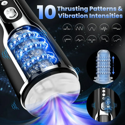 Automatic Male Masturbator,KERERO Male Masturbators Sex Toys for Men with 10 Thrusting & Vibrating Modes, Male Sex Toys Stroker Adult Toys with Texture, Pocket Adult Sex Toys