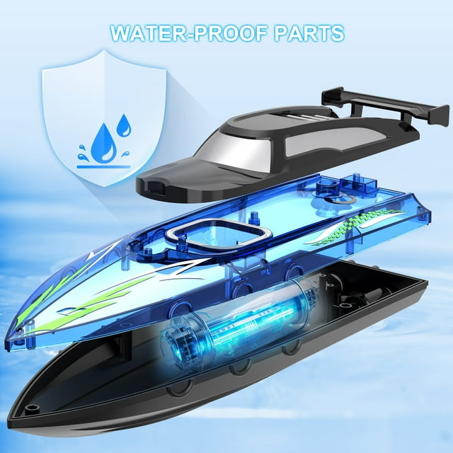 Skyhot Remote Control Boat with LED Lights, 2.4GHz High Speed RC Racing Boats for Lakes, Pool Toys for Kids & Adults, Radio Controlled Watercraft