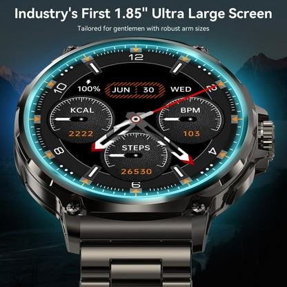 Mingdaln 2025 New 1.85 inch Men's Military Smart Watch for Android and Iphone Devices (Black)