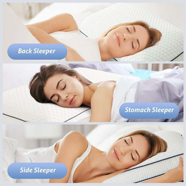 JUSTLET Memory Foam Pillows Set of 2 with Scent，Cooling Pillows for Back，Side，Stomach Sleepers，Removable and Washable Cover，Neck & Shoulder Support，Queen Size