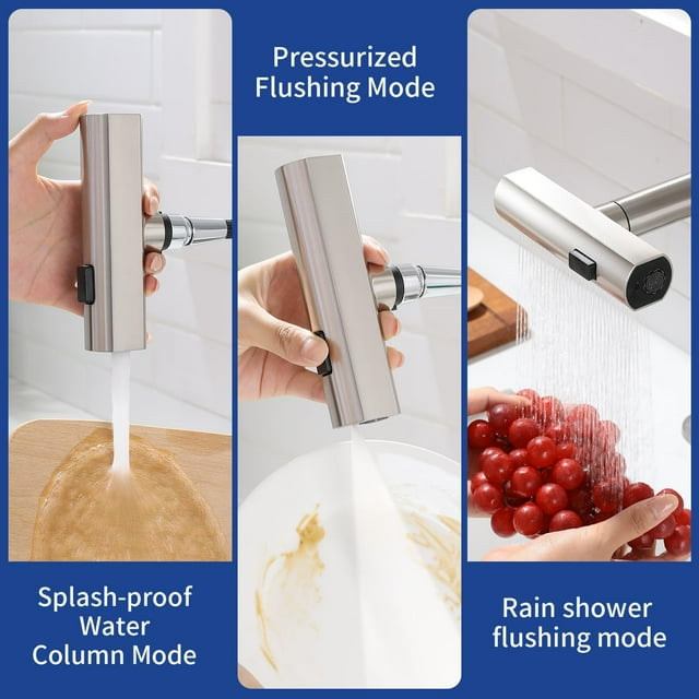 Pull-Out Kitchen Faucet Rainfall Waterfall Basin Faucet Temperature Digital Display Telescopic Sinks Faucet Hot Cold Water