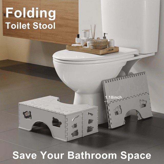 BUSATIA Foldable Toilet Stool, 7inches Healthy Bathroom Squatting Posture Poop Stool with Anti-Slip Feet, A Good Helper to Effective Relief of Constipation, Easy to Storage Toilet Squat Stool