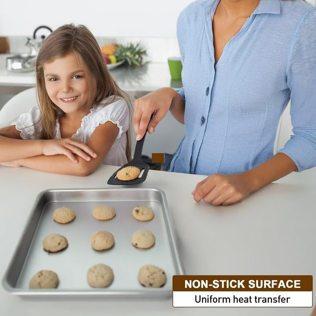 Kailwokk 2 Piece Baking Cookie Sheet Set,16" x 12" Stainless Steel Food Baking Tray,Non Stick Rectangle Metal Flat Bakeware Dishwasher Safe