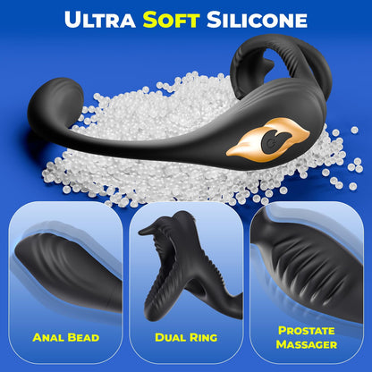 Vibrating Anal Plug Vibrator, 7 Vibration Male Sex Toys for Men Anal Vibrator with Bullet, Prostate Massager Adult Toy, Remote Control Penis Ring Vibrators Couple Sex Toys, Adult Toys for Men