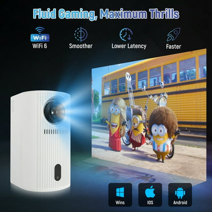 Mini Projector with WIFI 6 and Bluetooth, 4K 1080P Support Projector creen Movie Projector Auto Keystone Compatible for Laptop, PC, Smartphone