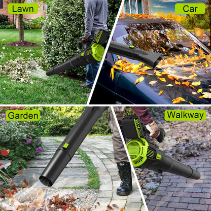 Gisam Brushless Leaf Blower,Advanced Tourb Mode, 160-MPH 424-CFM w/2 X 21V Batteries for Patio Clean