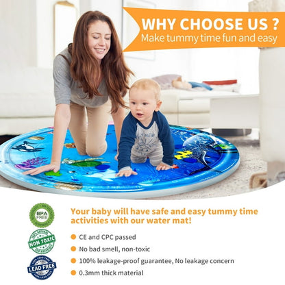 Tummy Time Mat, BUSATIA Water Play Mat for Babies Inflatable Tummy Time Water Play Mat for Infants and Toddlers 3 to 12 Months Promote Development Toys, Cute Baby Play Mat