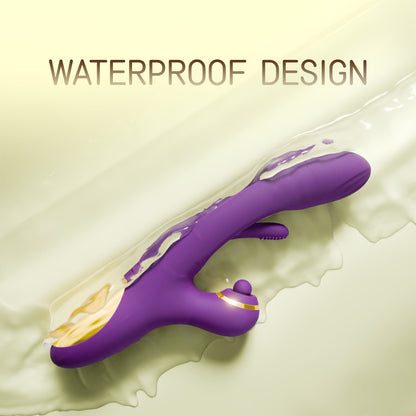 Thrusting Dildo Vibrator Sex Toys for Women, KERERO 3 in 1 G Spot Vibrators with 7 Tapping, 7 Vibrating & 7 Flapping Patterns, Rabbit Vibrator Women Adult Toys（ Purple）