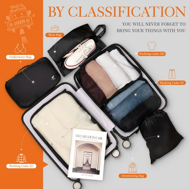 HOTOR 6 Pieces Packing Cubes for Travel Essentials, Space-Saving Suitcase Organizer