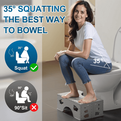 BUSATIA Foldable Toilet Stool, 7inches Healthy Bathroom Squatting Posture Poop Stool with Anti-Slip Feet, A Good Helper to Effective Relief of Constipation, Easy to Storage Toilet Squat Stool