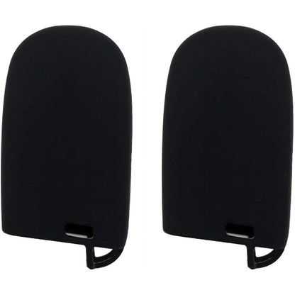 Autobase Silicone Key Fob Cover for Jeep Grand Cherokee Renegade Compass Dodge Challenger Charger Dart Durango Journey Chrysler 200 300 | Car Accessory | Key Protection Case (Black, 2 Pcs)