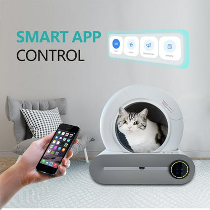 Pefilos 65L Large Capacity Smart Self-Cleaning Cat Litter Box, APP Control/Ionic Deodorizer for Multiple Cats Automatic Cat Litter Cleaning Robot, White