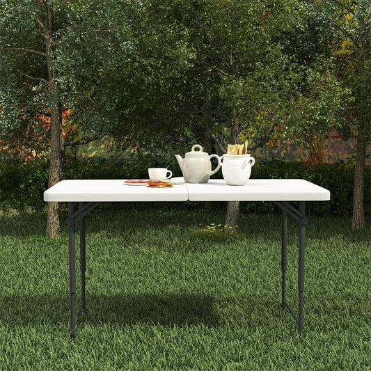Aimee Lii 4ft Folding Table, Indoor Outdoor Portable Dining Table with Handle and Lock, Outdoor Furniture for Picnic, Party, Camping, White