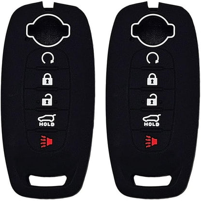 Autobase Silicone Key Fob Cover for 2023 2024 2025 Nissan Rogue Pathfinder Sentra | Rubber Remote Key Fob Protector Case with 5 Buttons - Black - 2 Pcs