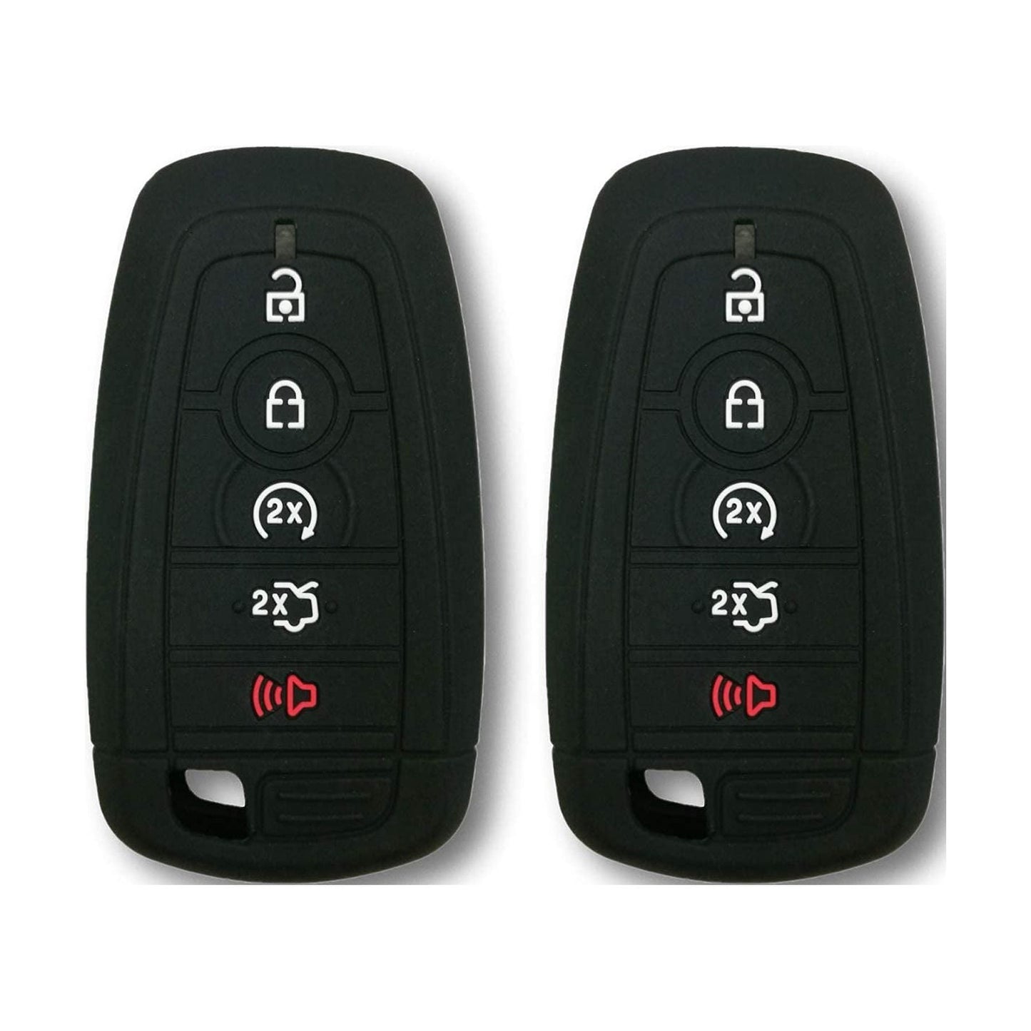 Autobase Silicone Key Fob Cover Compatible with Ford Fusion F250 F350 F450 F550 Edge Explorer Mustang Expedition Bronco F-150 Raptor | Car Accessory | Key Protection Case 2 Pcs (Black)