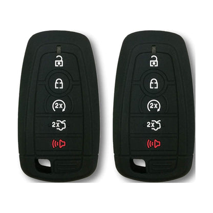 Autobase Silicone Key Fob Cover Compatible with Ford Fusion F250 F350 F450 F550 Edge Explorer Mustang Expedition Bronco F-150 Raptor | Car Accessory | Key Protection Case 2 Pcs (Black)