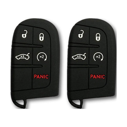Autobase Silicone Key Fob Cover for Jeep Grand Cherokee Renegade Compass Dodge Challenger Charger Dart Durango Journey Chrysler 200 300 | Car Accessory | Key Protection Case (Black, 2 Pcs)
