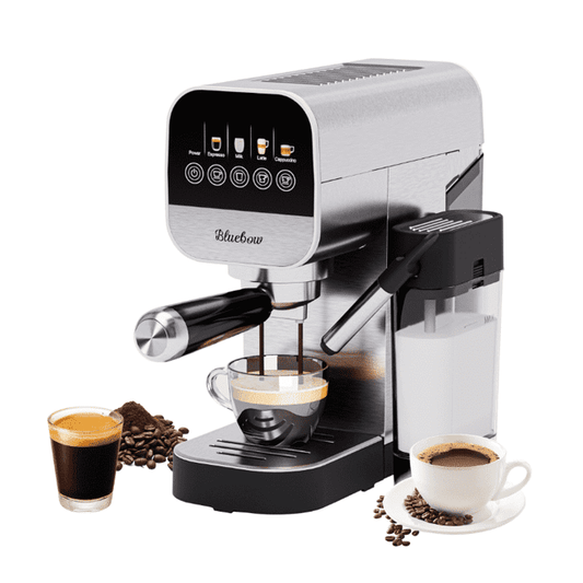Bluebow Espresso Machine, 20 BAR Cappuccino & Latte Machine with Auto Milk Frother, Stainless Steel