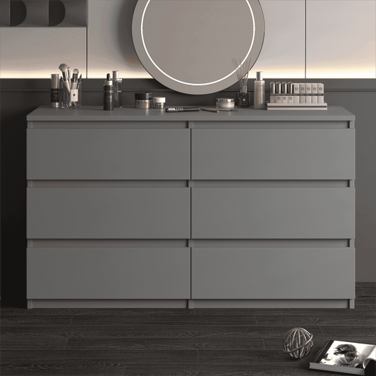 Canddidliike Storage Dresser Furniture Unit, 6 Drawer Tall Standing Organizer for Bedroom, Closet - Grey