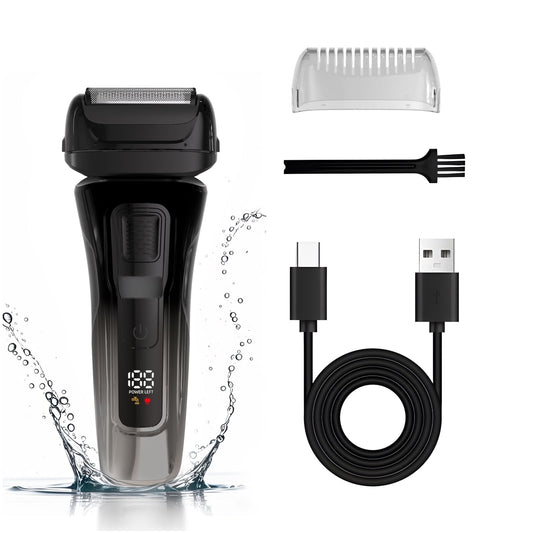 Electric Razor for Men - Cordless Foil Shaver with Pop-Up Trimmer, Lightweight Handheld Design Hair Trimmer with LED Display