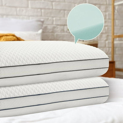 JUSTLET Memory Foam Pillows Set of 2 with Scent，Cooling Pillows for Back，Side，Stomach Sleepers，Removable and Washable Cover，Neck & Shoulder Support，Queen Size