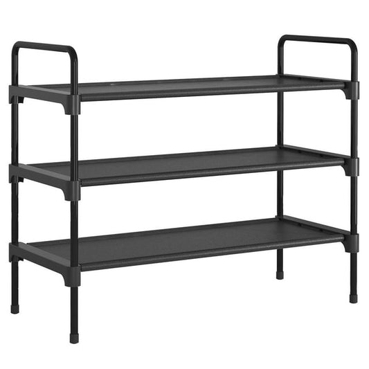 Kitsure 3-Tier Shoe Rack for Closet, Sturdy Shoe Organizer, 27.6" x 11.8" x 22.6", Black