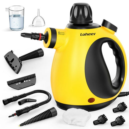 LOHEER Handheld Steam Cleaner, 10 in-1 Handheld Steamer for Cleaning, Upholstery Steam Cleaner for Surface Cleaning Home, Sofa, Car, Office