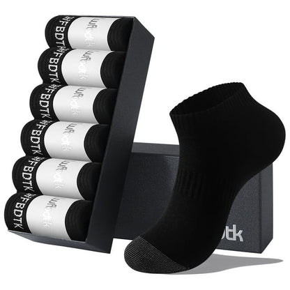 LWFBDTK Men's Low-Cut Cushion Ankle Socks - 6 Pairs, Breathable & Comfortable Casual Socks for Daily Wear (Size 6-10, Black)