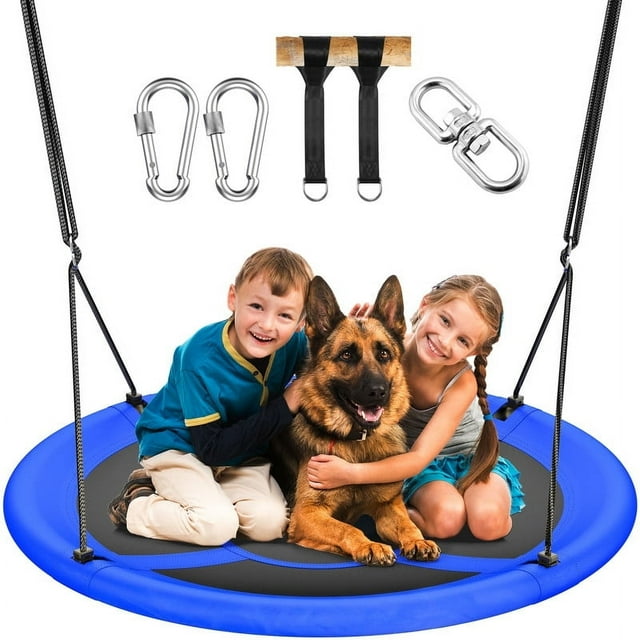 Mastgoal 43 Inch Saucer Tree Swing Flying Indoor Outdoor Play Set Swing for Kids - Blue