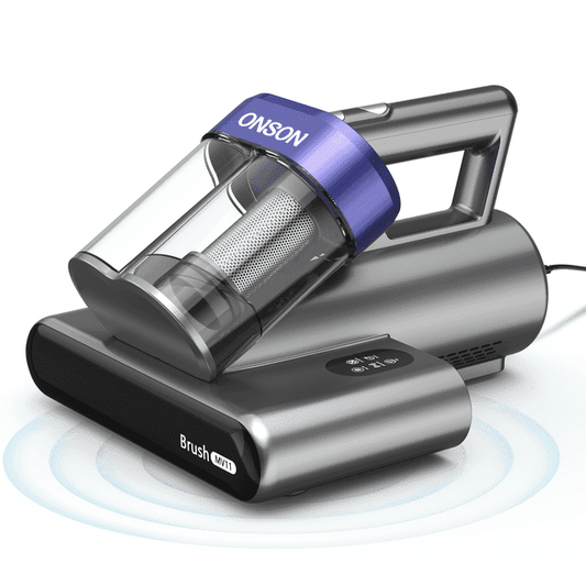 ONSON 16Kpa Powerful Mattress Vacuum Cleaner with 3 Filters, 2 Speed Deep Sofa Vacuum Cleaner with Purple Light, Cordless Vacuum for Mattress, Bed