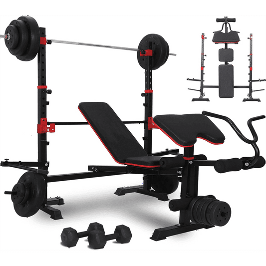 Olympic Weight Bench Set with Preacher Curl, Squat Rack, Leg Extension, Leg Curl, 1500lbs Weight Capacity