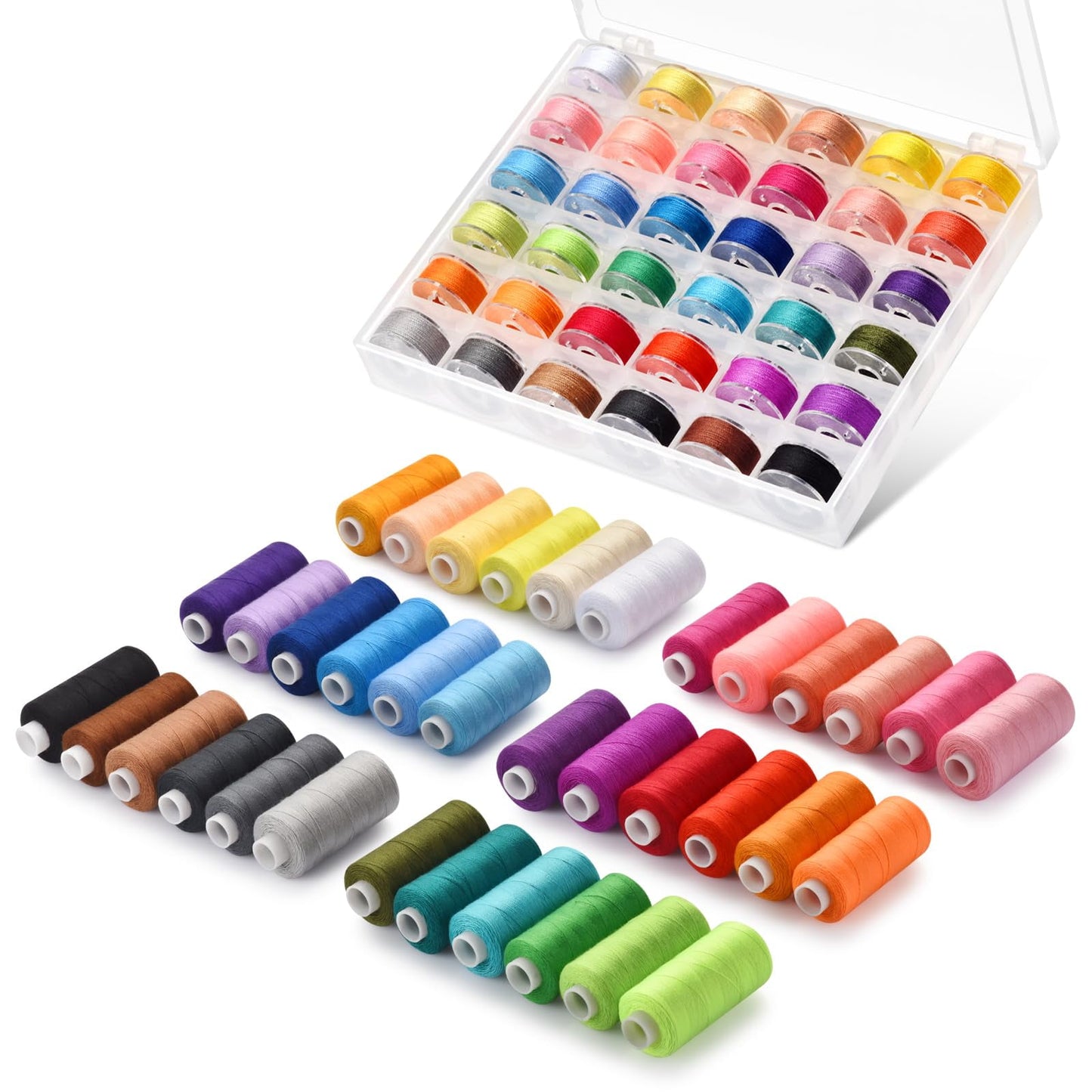 Sherry 72pcs Sewing Thread kit, 36 Colors Sewing Machine Threads, Prewound Bobbins Sewing Threads Kit, Sewing Machine Thread Assortment, 400 Yards per Spools Polyester Thread
